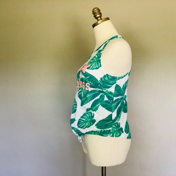 Tank Top Small Medium US 12 Green Leaves Sleeveless Palm Springs - Picture 11 of 11
